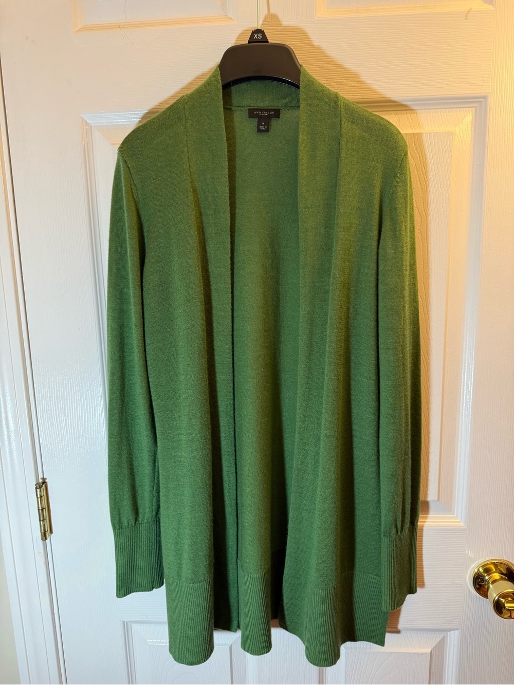 Ann Taylor Green Open-Front Sweater Cardigan